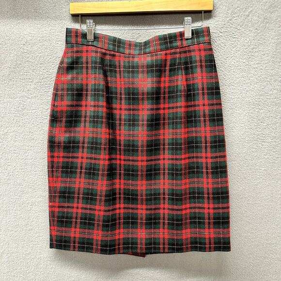 Vintage Talbots Skirt Womens 10 (29x22 ACTUAL) Wool Tartan Plaid Knee Length USA - Picture 2 of 9